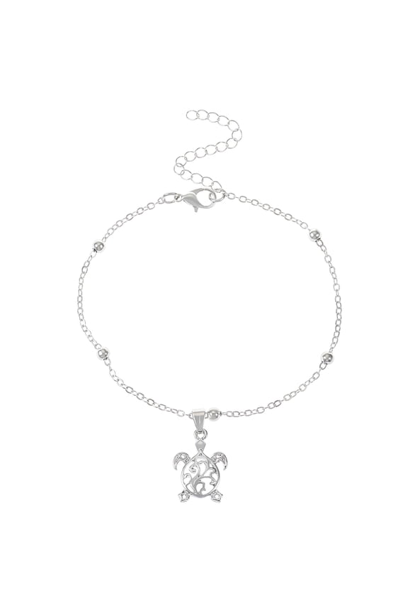 Sterling Silver Anklets for Women Large Turtle Anklet Summer Beach Alloy Small Turtle Anklet Simple Style Jewelry for Daily Wear Gold and Silver