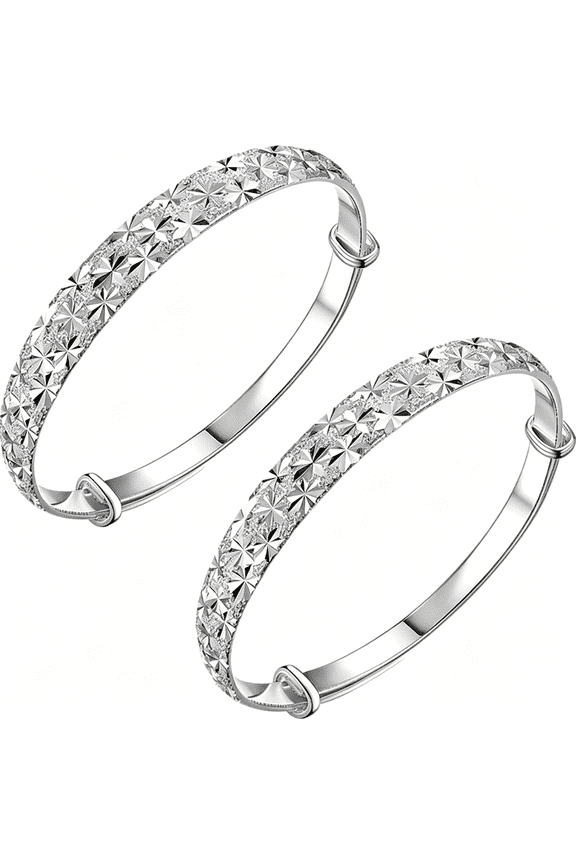 Sterling Silver Bangle Bracelets for Women,Fashion Jewelry Simple Adjustable 925 Silver Cuff Bangles for Women Mom Wife Valentine Mothers Day Gift