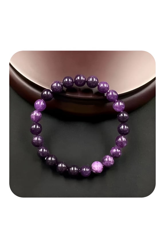 Stress Relief Anxiety Bracelet,Purple Stone Adjustable Elastic String Bracelet Stone Mantra Bracelets for Women Natural Beaded Birthday Gifts Inspirational Bracelet for Men