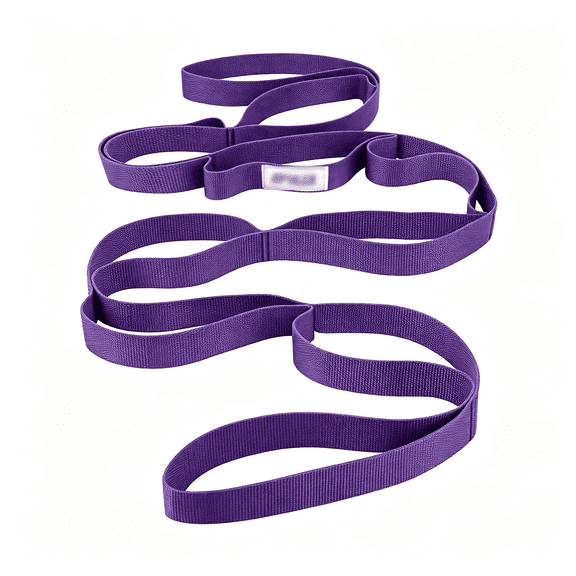 DESIGNICE Stretching Strap for Physical Therapy and Home Rehab,10 Loops Non-Elastic Yoga Strap for Hamstring,Calf and Back Stretching,Mobility,Exercise,Pilates,Flexibility