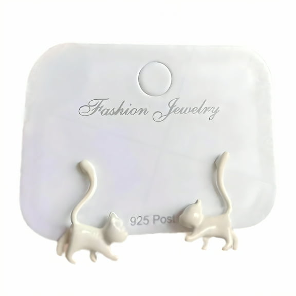 DESIGNICE Stud Earrings,Plastics and Resins Cute Earrings,White Cat Colorful Earrings for Women,Style1