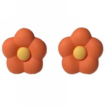 DESIGNICE Stud Earrings,Silver Plated Flower Earrings,Orange Flower Beach Jewelry for Women,Style1