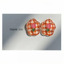 DESIGNICE Stud Earrings,Silver Plated Flower Earrings,Orange Flower Earrings for Women,Style1