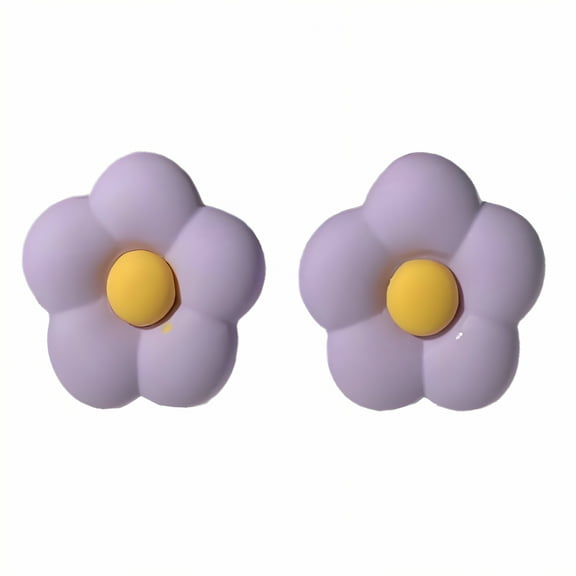 DESIGNICE Stud Earrings,Silver Plated Flower Earrings,Purple Flower Summer Earrings for Women,Style1