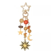 DESIGNICE Sun and Moon Keychain Colorful Star Beads Gemstone Charm,Aesthetic Purse Charm for Women,Men,Handbag & Backpack Decoration