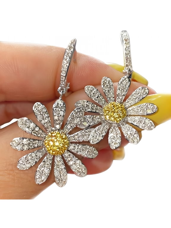 Sunflower Earrings Drop Dangle Ear Stud Flower Daisy Women Jewelry Gift Flower Earrings for Women