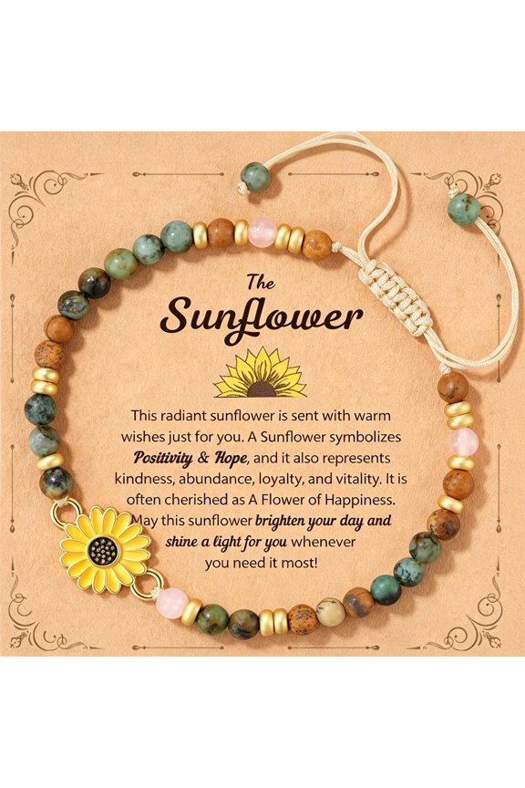 Sunflower Gifts for Women Teens- Symbol of Positivity,Strength&Love,Gift for Birthday,Christmas,Or Thank You Occasion,Sunshine Sunflower Bracelet for Friends Coworkers Daughter...