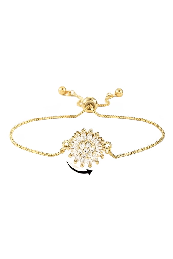 Sunflower Mood Bracelet,Spinning Sunflower Bracelet,Personalized Women Flowers Fidget,Worry Relieving Jewelry Gifts for Women