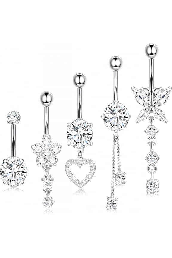Surgical Stainless Steel Belly Button Rings Dangle Belly Button Rings for Women Belly Piercing Dangling