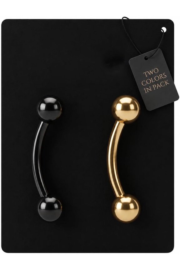 Surgical Steel Petite Belly Button Rings Curved Navel Barbell Set 14G 5/16 Inch 3Mm End Balls