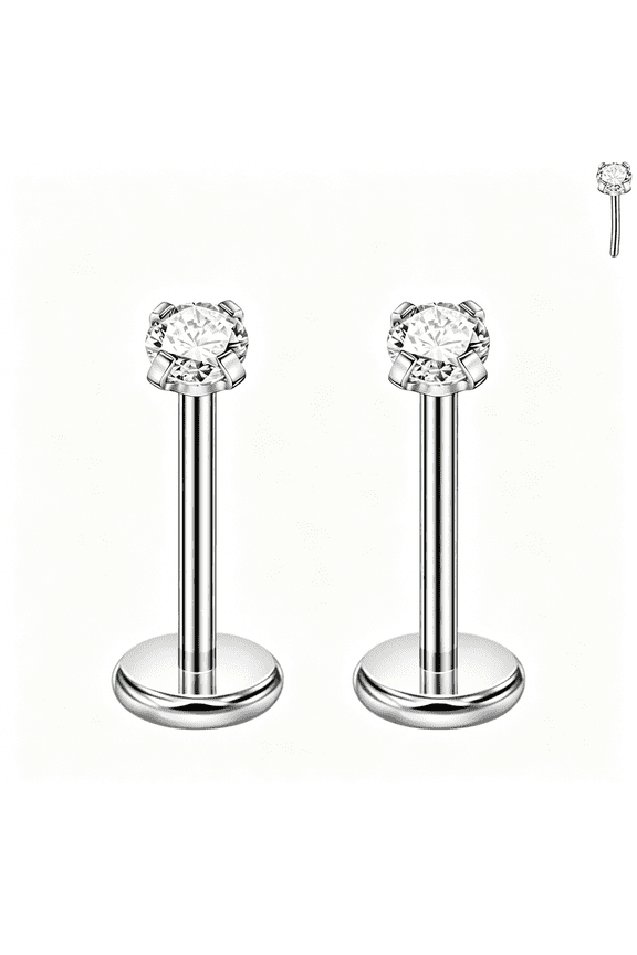 Surgical Steel Threadless Push Pin Labret Studs