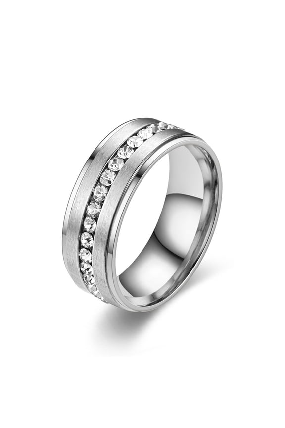 Sz 10.0 Men's 7MM Eternity Titanium Ring Wedding Band with CZ