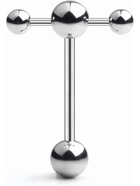 T Shape Top Straight Barbell Tongue Ring Piercing 14G