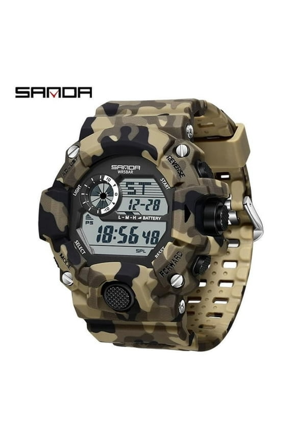 Tactical Digital Watch  Waterproof Camouflage Design with Multifunction Display Waterproof Digital Watch