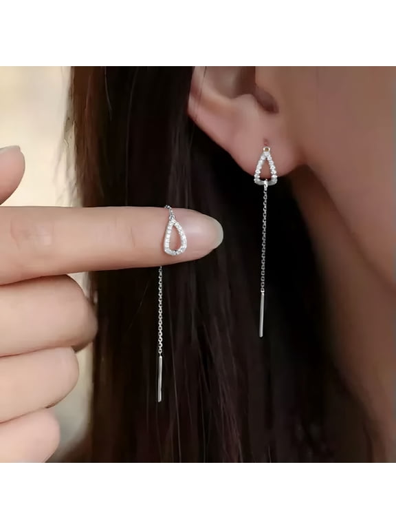 Tassel Waterdrop Crystal Earrings Drop Dangle Ear Threader Fashion Jewelry