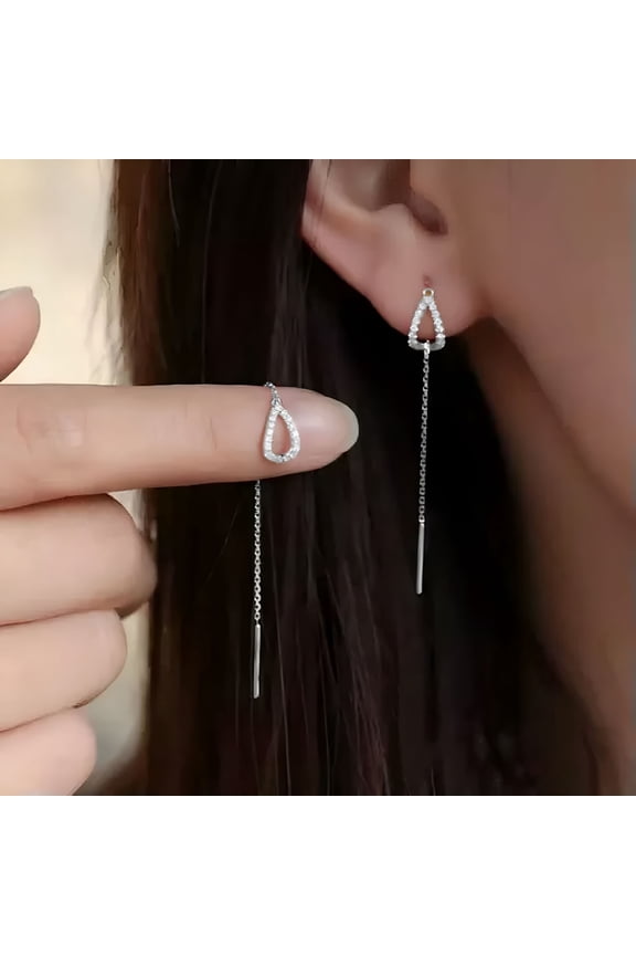 Tassel Waterdrop Crystal Earrings Drop Dangle Ear Threader Fashion Jewelry