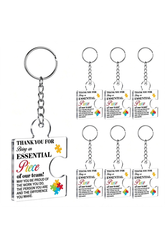 Team Appreciation Gifts Bulk Thank You Keychains for Coworkers | Gift Set for Employee, Staff, Teachers, Teamwork Puzzle Piece Keyring, Acrylic Cute Keychains