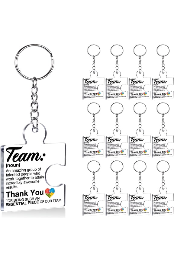 Team Appreciation Gifts for Employee Coworker Staff,Teamwork Thank You Gift Set Puzzle Piece Acrylic Keychains