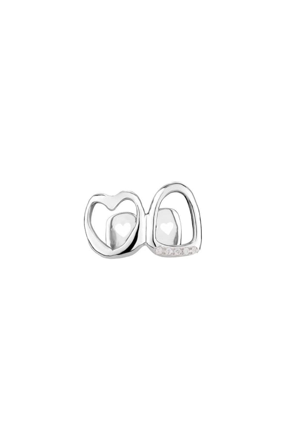 Teeth Grills for Women Tooth Gems Cap Hollow Heart Mouth Grills Tooth Jewelry for Hip Hop Single Grillz with Molding Bar Rapper Outfits Costume Accessory Halloween Party