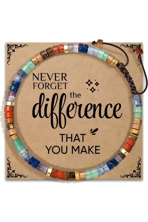 Thank You Gifts for Women - Never Forget the Difference That You Make - Natural Rainbow Stone Bracelet Appreciation Gifts for Mentor Teacher Nurse, Going Away Gift Retirement Gift