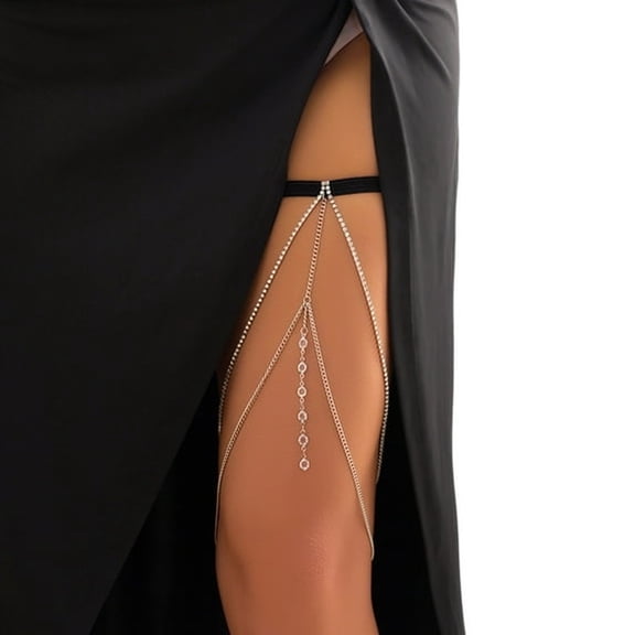 DESIGNICE Thigh Chain,Girls Leg Chain Multiple Type Thigh Chains Elastic Body Chain Nightclub Body Accessory for Women
