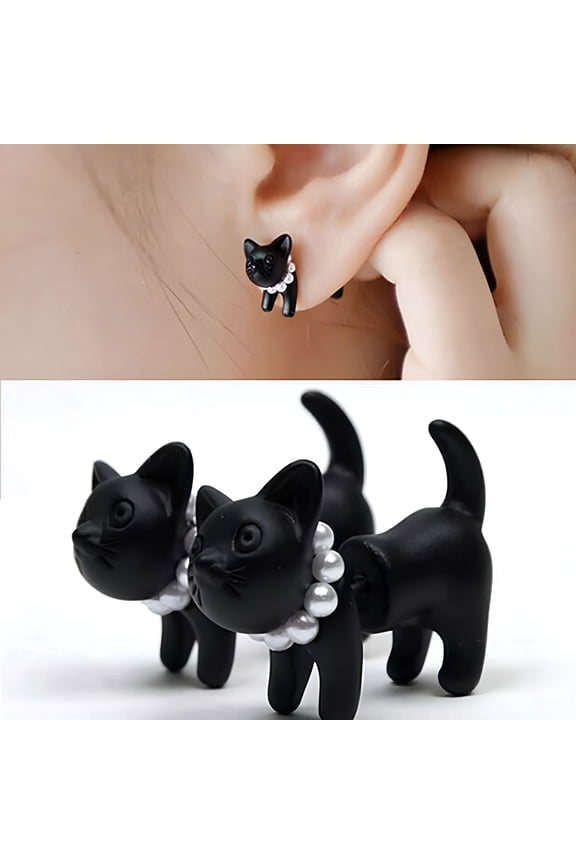 2026 New Cute Cat Stud Earrings for Women,Vintage Animal Cartoon Mini Ear Studs,Metal Pearl Earrings,Friendship Gift for Daily Wear,Gifts,Parties,Casual Outings