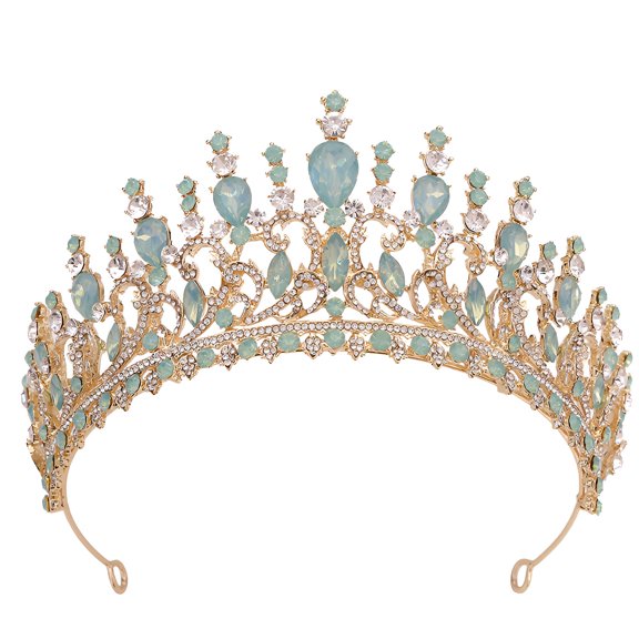 Couronne Baroque Dorée à Strass Multicolores - Pour Mariage, Cosplay Ou Fête - Tiara Tudor Inspiré