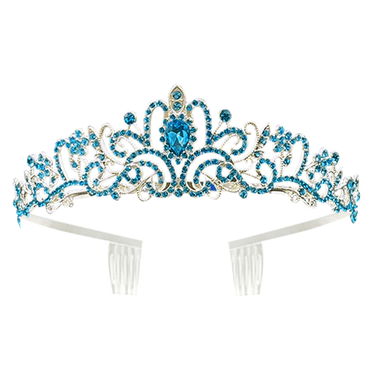 DESIGNICE Tiaras for Women,Sparkling Crystal Diamond Design Crowns for Women,Comfortable to Wear Tiara for Little Girls,Lake Blue