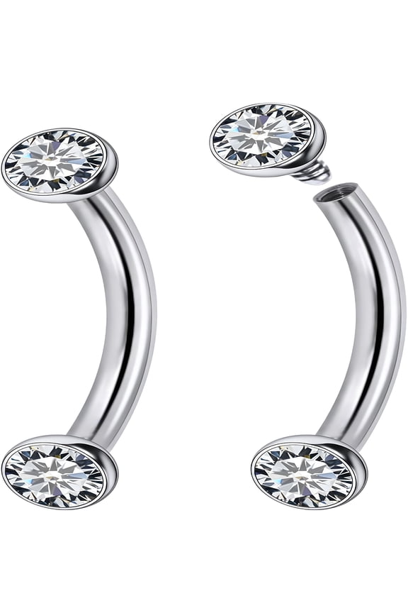 Titanium 16g 6/8/10mm Eyebrow, Snug, Vertical Labret, VCH, Snake Eyes, Anti-Tragus, Christina, Daith, Belly-Button, Bridge, Hood, Surface Curved Barbell Piercing Jewelry for Women Men