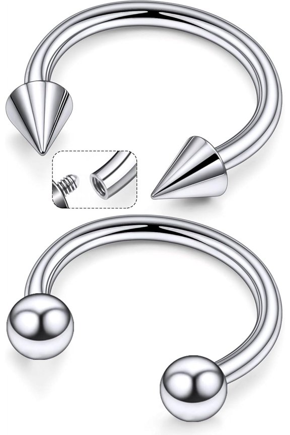 Titanium 20/18/16/14/12/8/4/2G Septum Nose Rings Gauge Earrings Lip Rings Prince Albert Jewelry Internally Threaded Horseshoe Hoop Piercings Septum Rings
