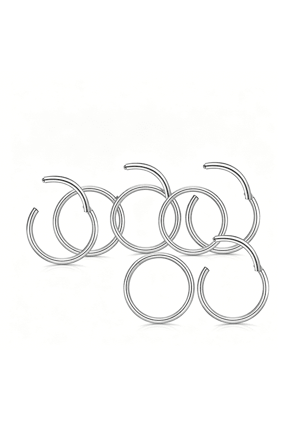 Titanium 22G/20G/18G/16G/14G Nose Ring Hoop for Men and Women,Hinged Clicker Semaless Piercing for Septum Cartilage Helix Ear Lobe Body Jewelry
