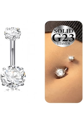 Titanium Belly Button Ring Hypoallergenic 14G Belly Rings Internally Threaded Round Cubic Zirconia Navel Piercing Jewelry for Women 6Mm 8Mm 10Mm 12Mm 14Mm 16Mm