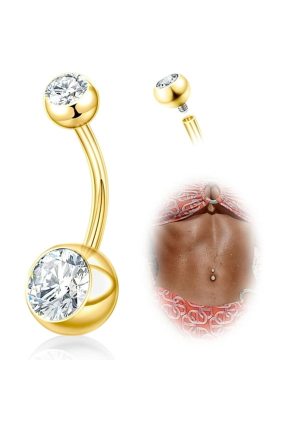 Titanium Belly Button Rings,14G Belly Button Piercing 14Mm 12Mm 10Mm 8Mm Short Long Belly Ring Cubic Zirconia Internally Threaded Navel Piercing Jewelry for Women Men
