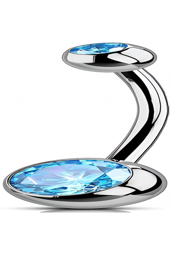 Titanium Belly Button Rings,Internally Threaded 14Mm Long Belly Ring,Round Cz Navel Rings for Women Men