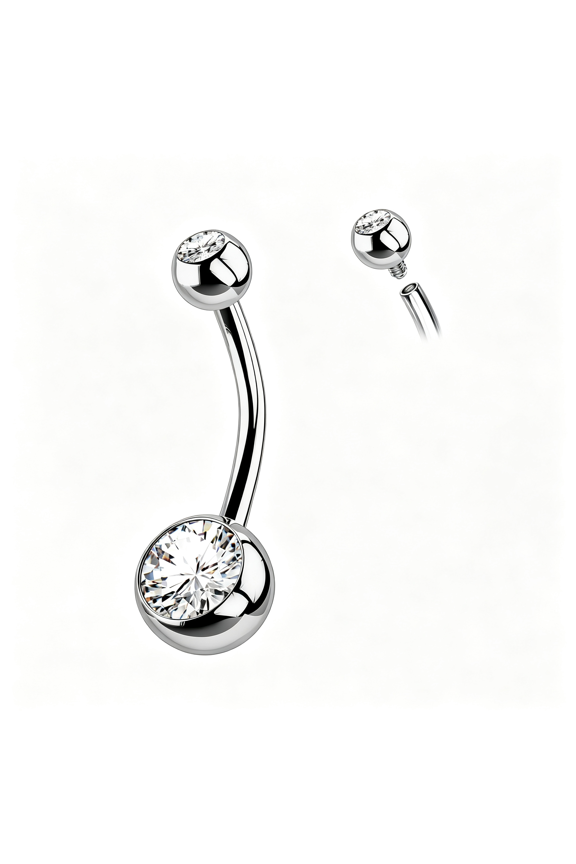 Titanium Belly Button Rings,Internally Threaded Belly Ring,Round Cz Navel Rings for Women Men Threaded Floating Navel Piercing Jewelry