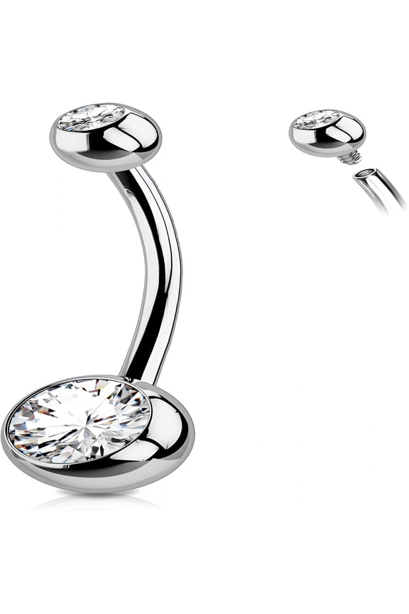 Titanium Belly Button Rings,Internally Threaded Belly Ring,Round Cz Navel Rings for Women Men