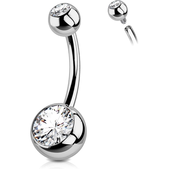 DESIGNICE Titanium Belly Button Rings,Internally Threaded Belly Ring,Round Cz Navel Rings for Women Men