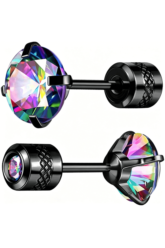 Titanium Earrings for Sensitive Ears,Pairs of Screw Back Hypoallergenic Surgical Grade Titanium Cubic Zirconia Stud Earrings for Women Men