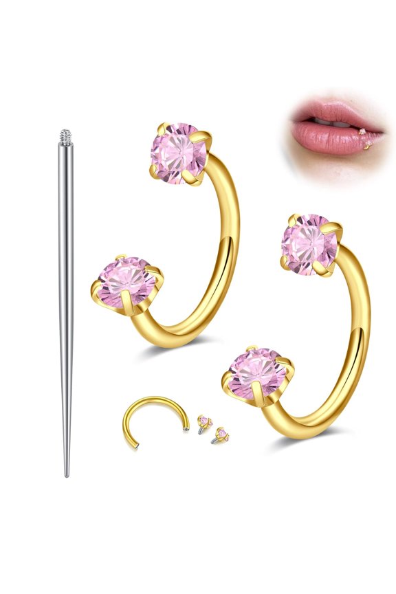 Titanium Flat Back Helix Cartilage Earring Horseshoe Nose Ring Piercing Taper Threadless Jewelry Internal Threaded Piercing Labret Jewelry