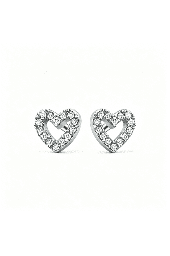 Titanium Heart Flat Back Cartilage Stud Earrings with Cubic Zirconia-16G 8Mm Internally Threaded Helix Tragus Conch Medusa Labret Lip Piercing Jewelry-Hypoallergenic