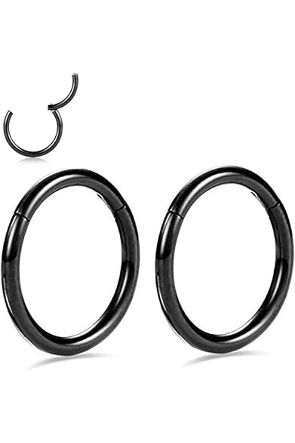 Titanium Nose Rings 20/18/16/14/12G Nose Rings Hoops Septum Clicker Hinged Segment Ring Cartilage Tragus Conch Daith Rook Hoop Earring,Diameter 5-16Mm Silver-Gold-Rose Gold-Black Hoop Ring