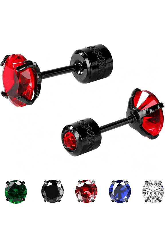 Titanium Screw Back Surgical Stainless Steel Stud Earrings for Women Men,Hypoallergenic Cubic Zirconia Studs Double Side Earrings Piercing Sleeper Sensitive Studs