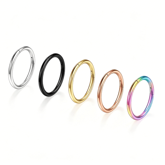 DESIGNICE Titanium Septum Ring 5Pcs,18G Nose Rings Hoops for Women Men,Hypoallergenic Septum Rings Septum Hoop Daith Cartilage Tragus Helix Rook Piercing