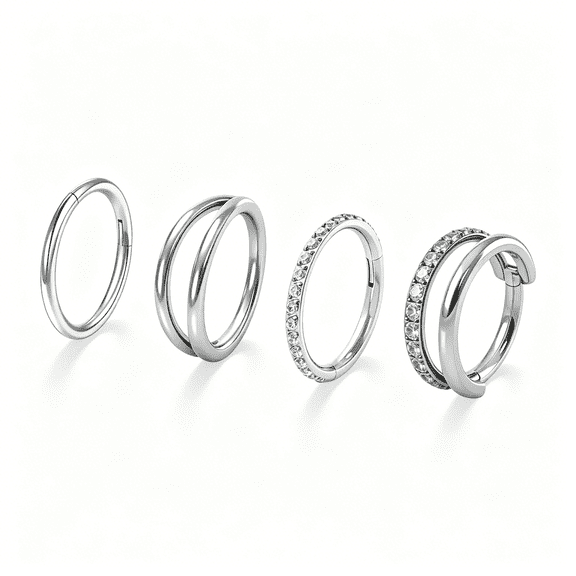 DESIGNICE Titanium Septum Ring 5pcs, 18g Nose Rings Hoops for Women Men, Hypoallergenic Septum Rings Septum Hoop Daith Cartilage Tragus Rook Piercing