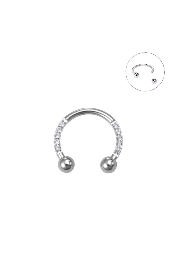 Titanium Septum Rings G23 Septum Jewelry Nose Rings Hoop 16G Clear Cz Horseshoe Daith Earrings Helix Earrings Tragus Piercing Jewelry Body Piercing Jewelry Women Men