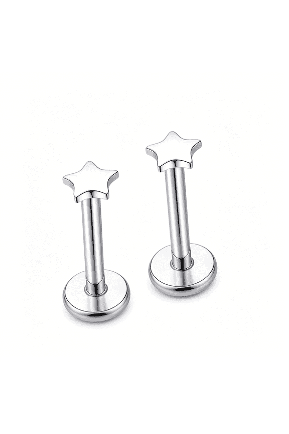 Titanium Threadless Flat Back Earrings Stud,20G Press Fit Titanium Push Pop in Cartilage Tragus Labret Lip Medusa Conch Body Piercing Jewelry Hypoallergenic for Women Men