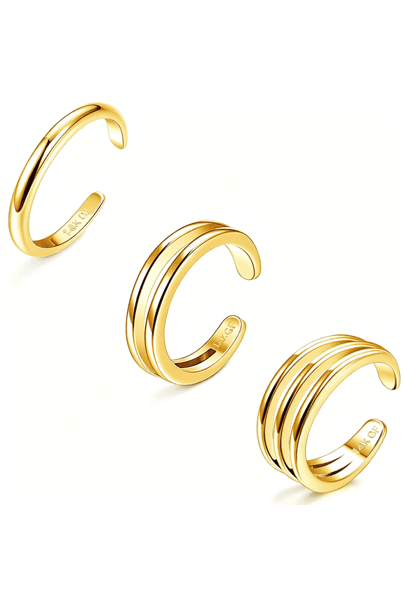 Toe Rings for Women Gold Trendy Gold Filled Toe Rings Set Thin Band Beach Foot Jewelry for Summer Open Adjustable Toe Rings