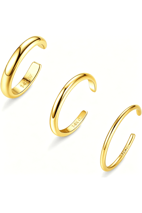 Toe Rings for Women Gold Trendy Gold Filled Toe Rings Set Thin Band Beach Foot Jewelry for Summer Open Adjustable Toe Rings