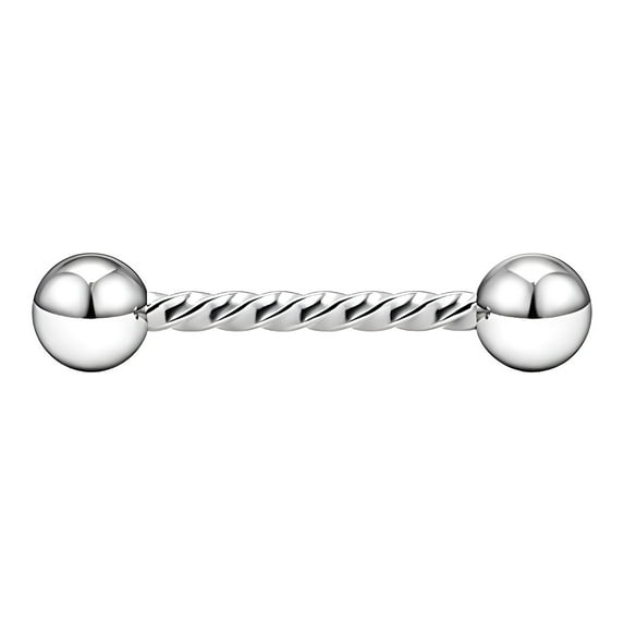 DESIGNICE Tongue Rings,Limited Heat Conductivity Tongue Piercing Jewelry,Glossy Bead-Cap Finish Tongue Rings for Women,Silver