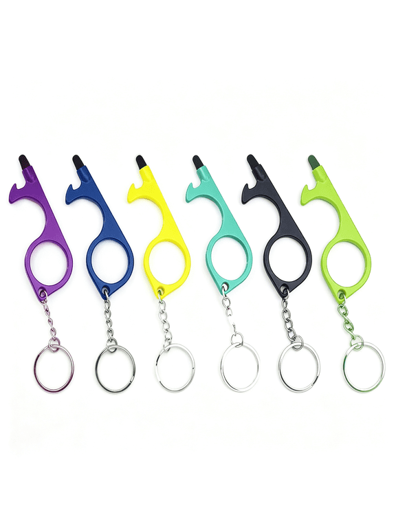 No Touch Door Opener Tool 6 Pack - Premium Multitool Keychain with Touchscreen Stylus and Bottle Opener Premium Multitool Keychain with Touchscreen Stylus and Bottle Opener Door Opener Tool